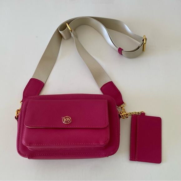 NWT Joy Clean & Chic Saffiano Leather Crossbody Camera Bag with Card Case Pink - Picture 2 of 12